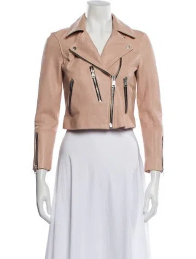 Pre-owned Allsaints Leather Biker Jacket In Pink