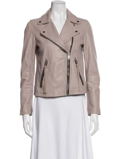 Pre-owned Allsaints Leather Biker Jacket In Pink