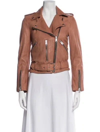 Pre-owned Allsaints Leather Biker Jacket In Pink