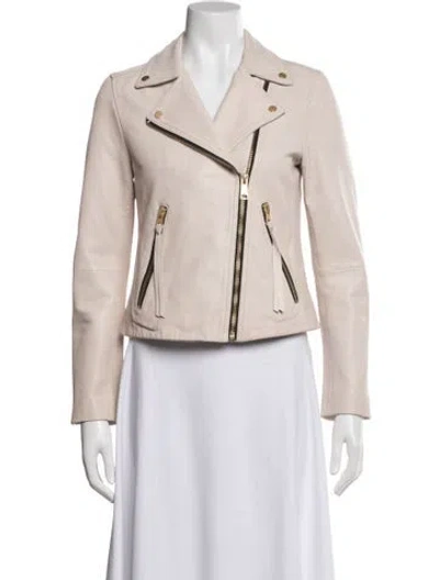 Pre-owned Allsaints Leather Biker Jacket In Pink