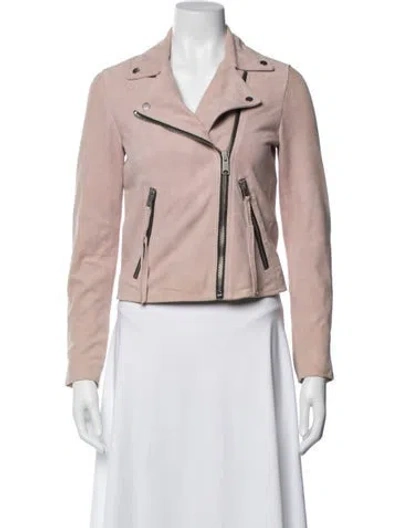 Pre-owned Allsaints Leather Biker Jacket In Pink