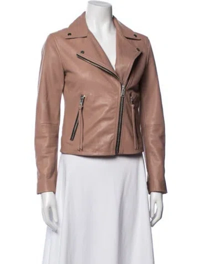 Pre-owned Allsaints Leather Biker Jacket In Pink