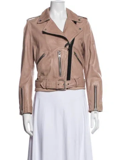 Pre-owned Allsaints Leather Biker Jacket In Pink