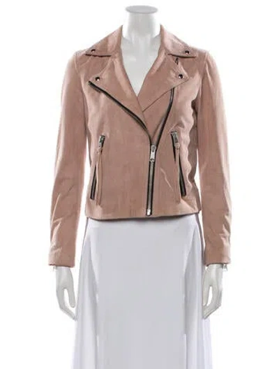 Pre-owned Allsaints Leather Biker Jacket In Pink