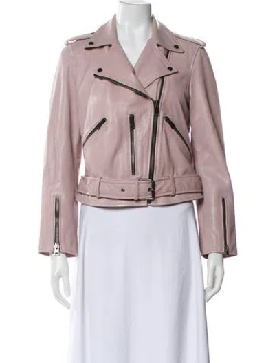 Pre-owned Allsaints Leather Biker Jacket In Purple