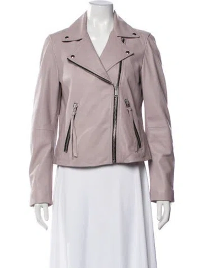 Pre-owned Allsaints Leather Biker Jacket In Purple