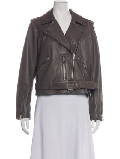 Pre-owned Allsaints Leather Biker Jacket In Purple