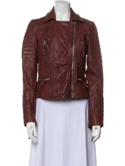Pre-owned Allsaints Leather Biker Jacket In Red