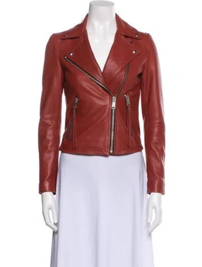 Pre-owned Allsaints Leather Biker Jacket In Red