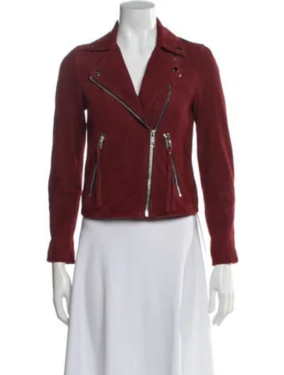 Pre-owned Allsaints Leather Biker Jacket In Red