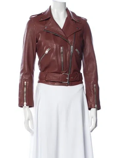 Pre-owned Allsaints Leather Biker Jacket In Red