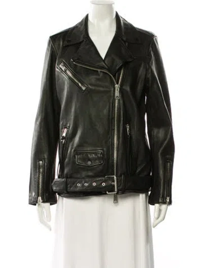 Pre-owned Allsaints Leather Biker Jacket W/ Tags In Black