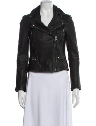 Pre-owned Allsaints Leather Biker Jacket W/ Tags In Black