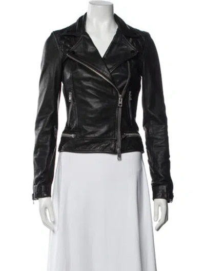Pre-owned Allsaints Leather Biker Jacket W/ Tags In Black