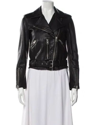 Pre-owned Allsaints Leather Biker Jacket W/ Tags In Gray