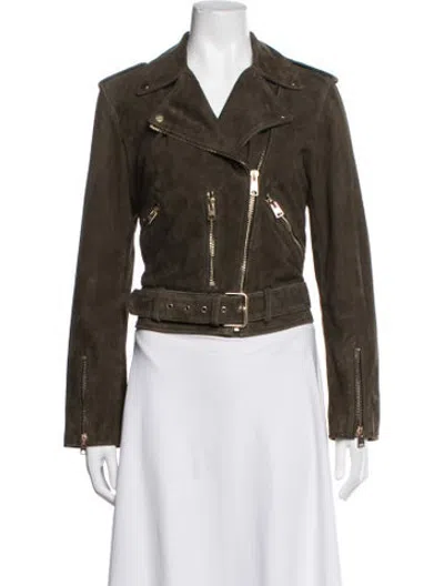 Pre-owned Allsaints Leather Biker Jacket W/ Tags In Green