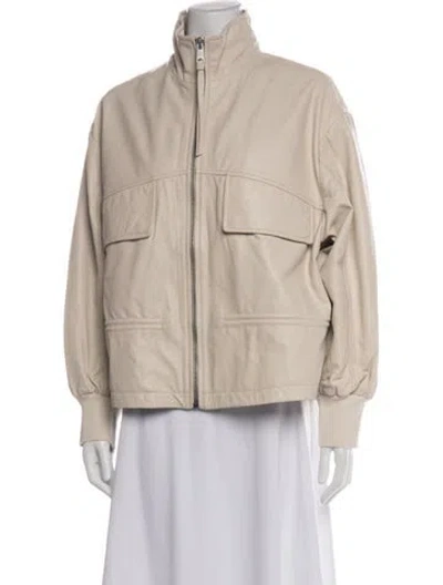 Pre-owned Allsaints Leather Biker Jacket W/ Tags In Neutral