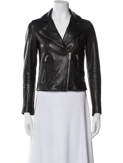 Pre-owned Allsaints Leather Biker Jacket In White
