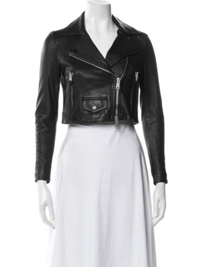 Pre-owned Allsaints Leather Biker Jacket In White