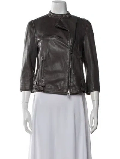 Pre-owned Allsaints Leather Biker Jacket In White