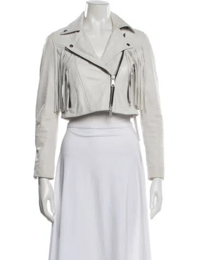 Pre-owned Allsaints Leather Biker Jacket In White