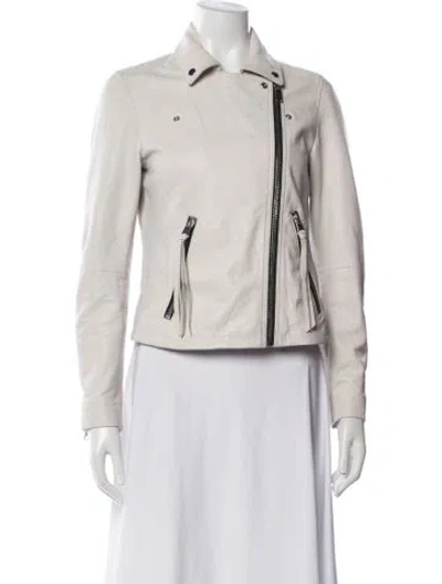 Pre-owned Allsaints Leather Biker Jacket In White