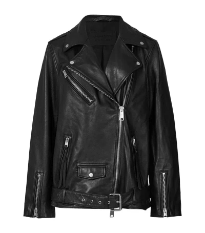 Allsaints Leather Billie Biker Jacket In Black