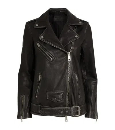 Allsaints Leather Billie Biker Jacket In Black