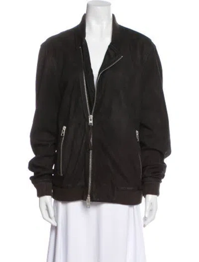 Pre-owned Allsaints Leather Blazer In Black
