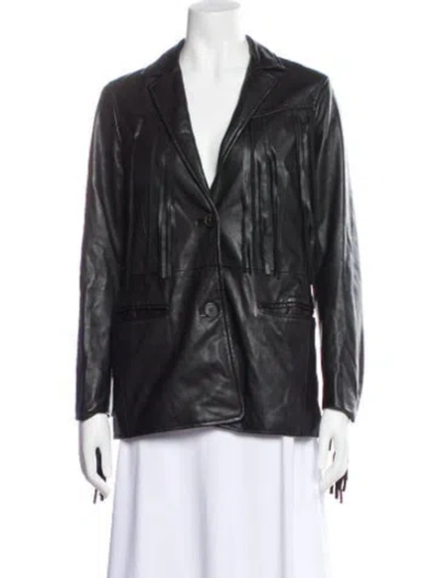 Pre-owned Allsaints Leather Blazer In Black