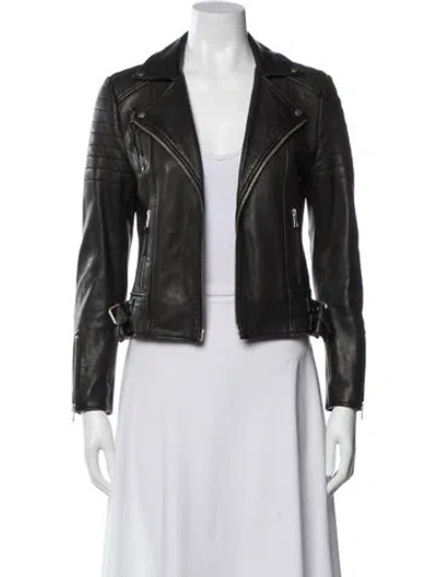Pre-owned Allsaints Leather Blazer In Black