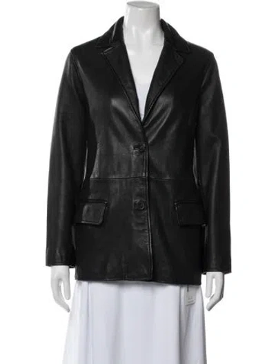 Pre-owned Allsaints Leather Blazer In Black