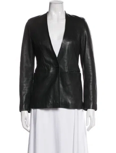 Pre-owned Allsaints Leather Blazer In Black