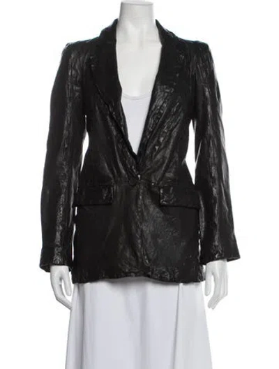 Pre-owned Allsaints Leather Blazer In Black