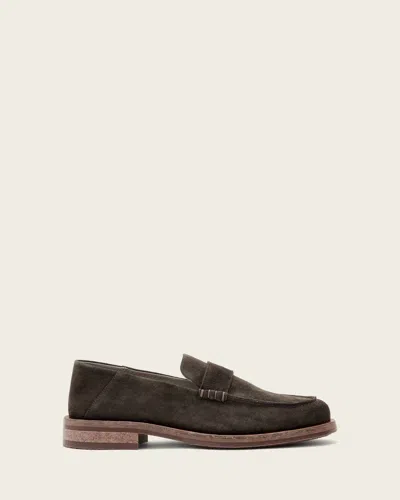 Allsaints Leather Bloom Soft Suede Loafers In Brown
