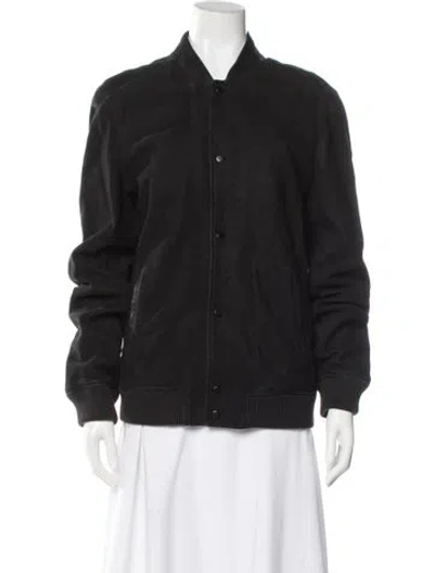 Pre-owned Allsaints Leather Bomber Jacket In Black