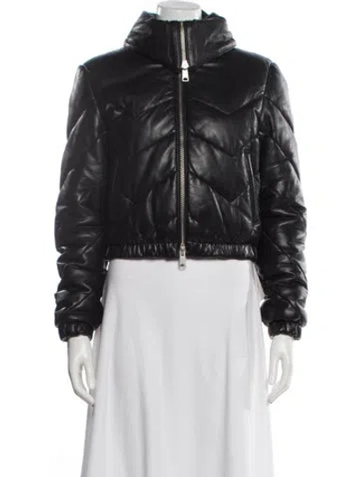 Pre-owned Allsaints Leather Bomber Jacket In Black