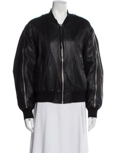 Pre-owned Allsaints Leather Bomber Jacket In Black