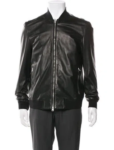 Pre-owned Allsaints Leather Bomber Jacket In Black
