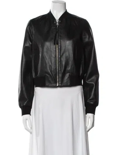 Pre-owned Allsaints Leather Bomber Jacket In Black