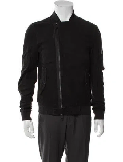 Pre-owned Allsaints Leather Bomber Jacket In Black