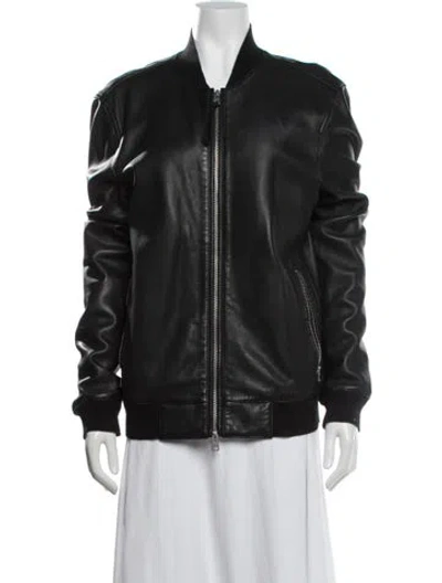 Pre-owned Allsaints Leather Bomber Jacket In Black