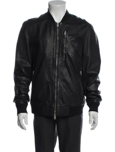 Pre-owned Allsaints Leather Bomber Jacket In Black