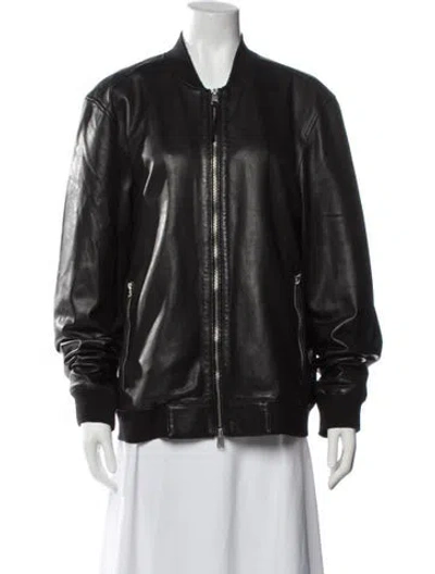Pre-owned Allsaints Leather Bomber Jacket In Black