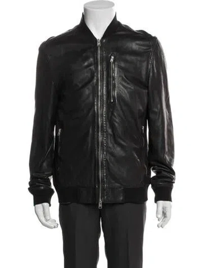 Pre-owned Allsaints Leather Bomber Jacket In Brown
