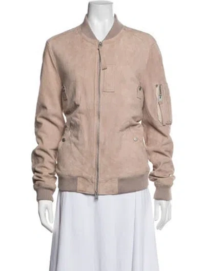 Pre-owned Allsaints Leather Bomber Jacket In Neutrals