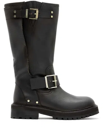 Allsaints Leather Boots In 黑色