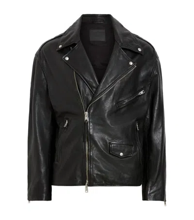 Allsaints Leather Bradford Biker Jacket In Black