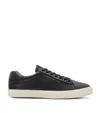 Allsaints Mens Black Brody Logo-debossed Low-top Leather Trainers In Black