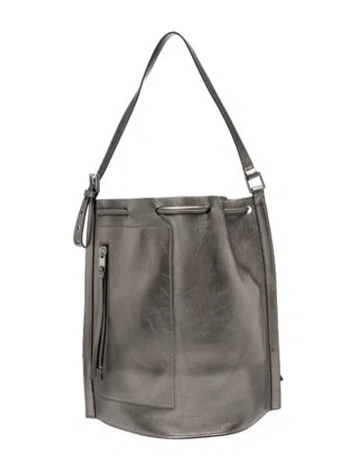Pre-owned Allsaints Leather Bucket Bag In Gray